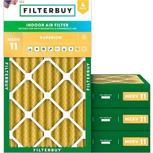 Filterbuy 11.25x19.25x4 Air Filter (4-Pack), Pleated MERV 11 Allergen Defense Replacement HVAC AC Furnace Filters (Actual Size: 11.25 x 19.25 x 3.63) - 1 of 4