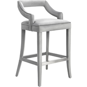 Tiffany Velvet Stool Grey Bar Height - 1 of 4