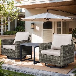 Buenhomino 3 Pieces Patio Bistro Set with Table Set, All-Weather Wicker Patio Furniture Set with Thickened Cushions for Garden, Backyard - 1 of 4