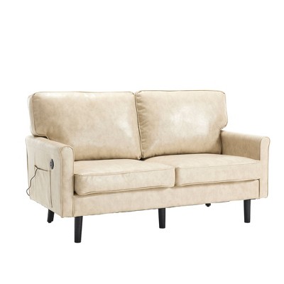 NicBex 56.3 Inch Modern Love Seat Sofa,2 Seater Sofa with USB Ports and Removable Pillow Cover for Living Room
