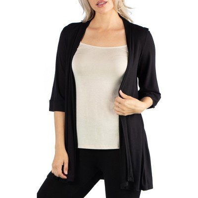 24seven Comfort Apparel Bell Sleeve Flared Open Front Cardigan-black-l :  Target