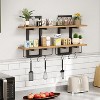 Attop Floating Shelves for Wall Set of 2, Wood Wall Shelf with 6 Hooks, 2 Tier Hanging Decorative Storage Shelves - 4 of 4