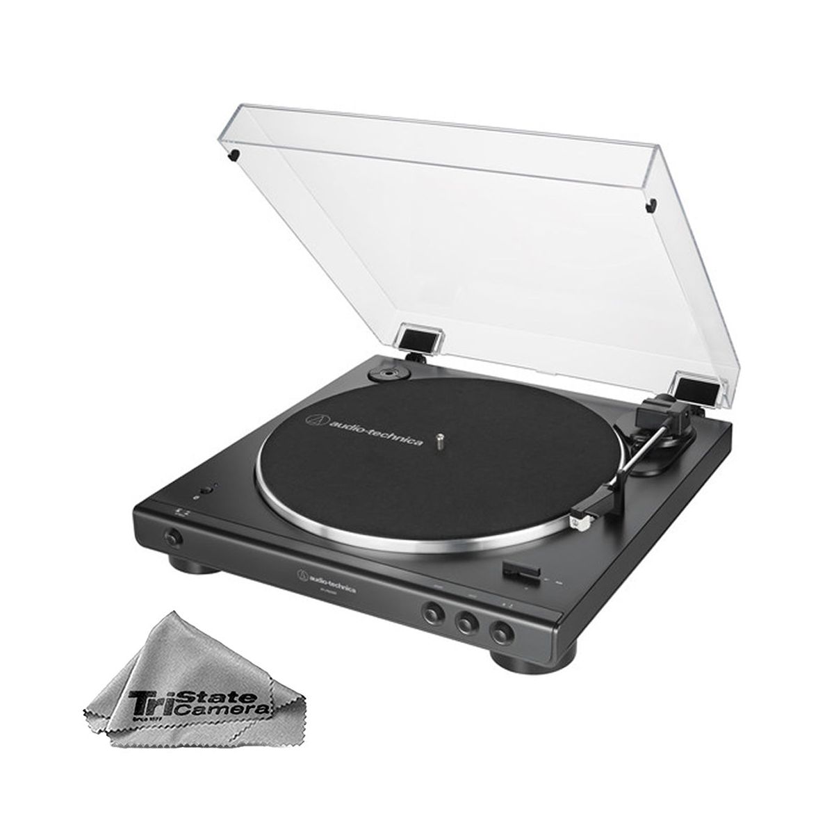 Audio-Technica Consumer AT-LP60XBT Stereo Turntable with Bluetooth (Black) w/ Microfiber Cloth