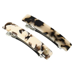 Unique Bargains Women's Tortoise Shell French Hair Barrettes Beige Brown 2 Pcs - 1 of 4