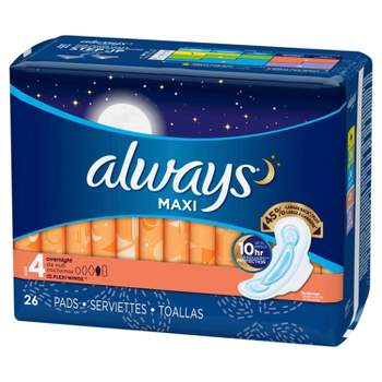 Always Radiant Overnight Feminine Pads For Women Extra Heavy Nighttime With  Wings- Scented - Size 5 - 18ct : Target