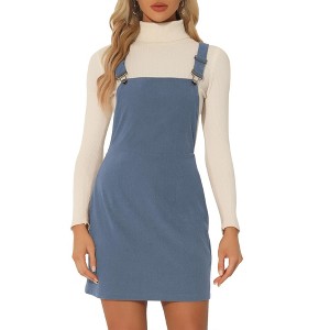 INSPIRE CHIC Women's Adjustable Strap Pinafore Bib Corduroy Overalls Floral Dress - 1 of 4