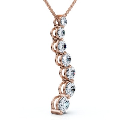 Pompeii3 F/VS 3Ct Diamond Journey Pendant Gold Women's Necklace Lab Created