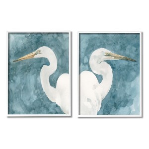 Stupell Industries Nautical Cranes Bird Portraits Abstraction Black Framed Giclee Art - 1 of 4