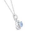 Pompeii3 1 1/6Ct Aquamarine & Diamond Round Halo Pendant 10k White Gold Women's Necklace - 2 of 4