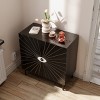 31.5" Modern Eye Pattern Accent Cabinet with Adjustable Shelves,Artistic 2-Door Storage Sideboard for Living Room Entryway-Baofuwish - 3 of 4