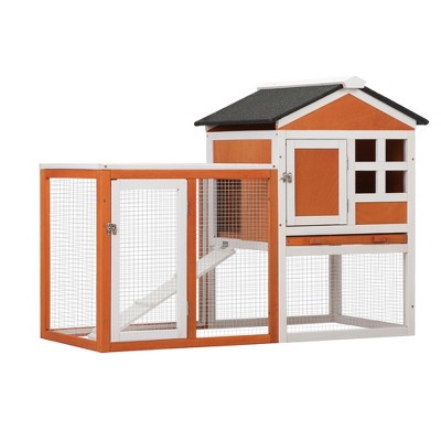 FURNIinspire Pet Crates and Houses 2 Story Wooden Rabbit Hutch Bunny Cage, Chicken Coop, Multicolored, 47.25"*22.5"*35.25"