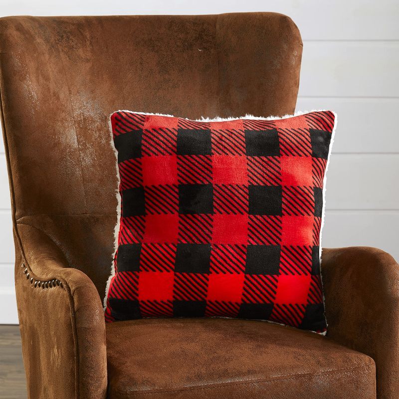 The Lakeside Collection Welcome Industrial Buffalo Check Throw Pillow - Winter Room Accent, 3 of 4