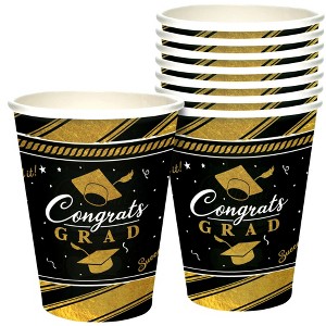Treasures Gifted Gold Graduation Cups - Gold Graduation Party Supplies - 8 Pack - 1 of 1
