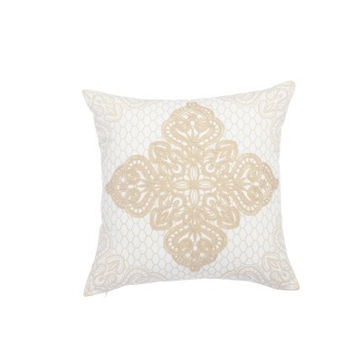 18"x18" Lace Medallion Square Throw Pillow Natural - Sure Fit