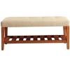 NicBex Storage Bench Shoe Rack Fabric Accent Oak Finish Legs for Bedroom and Entryway, Beige - 3 of 4