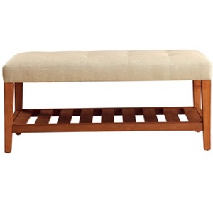 NicBex Modern 40" Bedroom Bench Wood Accent Stools with Open Shelf for Bedroom and Entryway - 1 of 4