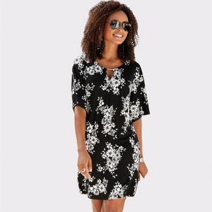 Women's Floral Wide Sleeve Dress - LASCANA - 1 of 4