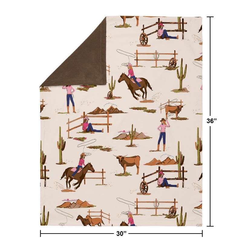 Sweet Jojo Designs Girl Baby Security Blanket Western Cowgirl Pink Brown and Beige, 5 of 7