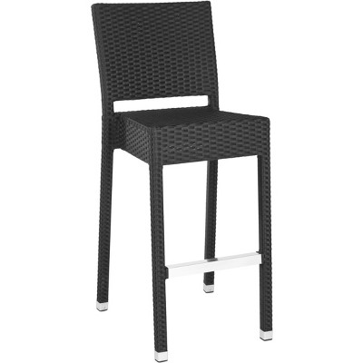 Bethel Black Wicker and Aluminum Bar Stool
