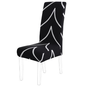 PiccoCasa Spandex Elastic Dining Chair Slipcover White and Black M 1 Pc - 1 of 3