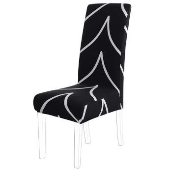 PiccoCasa Spandex Elastic Dining Chair Slipcover White and Black M 1 Pc