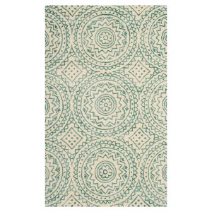 Ivory/Blue Floral Tufted Accent Rug 2