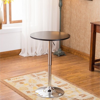 Modern Adjustable Black & Silver Pub Table Set with 2 Swivel Stools