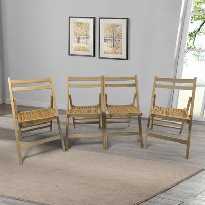 VYNXARIA Furniture Slatted Wood Folding Special Event Chair£¬natural wood, Set of 4