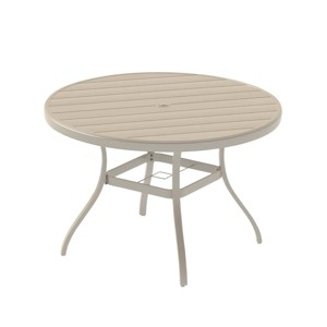 53" Outdoor Round Patio Dining Table with Umbrella Hole, All-Weather Metal Outdoor Dining Table for Garden, Balcony, or Backyard–The Pop Home - 1 of 4
