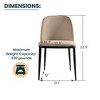 LeisureMod Tule Modern Dining Chair Set of 4 with PU Leather, Velvet, or Suede Seat and Black Steel Frame – Kitchen, Dining Room, Home, Cafe, Seating - 4 of 4