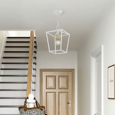 White Glass and Brass 16" Indoor/Outdoor Lantern Pendant