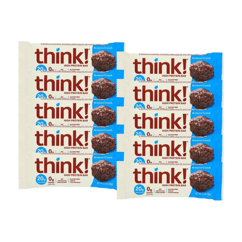 Think! Brownie Crunch High Protein Bar - 10 bars, 2.1 oz, 1 of 5
