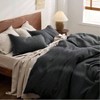 King Size 100 Cotton Waffle Weave Duvet Cover, Charcoal, Breathable Soft, 3 Pieces, 104x90 - 2 of 4