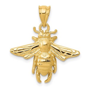 Black Bow Jewelry 14k Yellow Gold 2D Honey Bee Pendant - 1 of 4