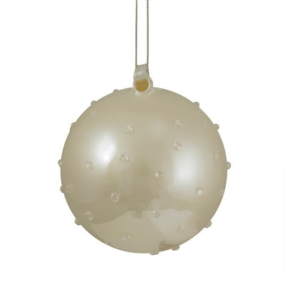 Ganz 4" Pearl Champagne Hobnail Christmas Ball Ornament - Gold