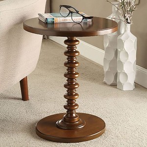 NicBex Round Wood Side Table Turned Spindle End Table Drink Table for Small Spaces Bedroom Patio - 1 of 4
