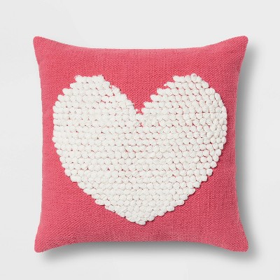 Textured Loop Heart Valentine's Day Square Throw Pillow Pink - Threshold™