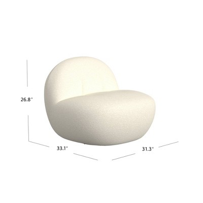 Off-White Curved Sherpa Armless Swivel Chair with Gold Finish