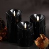 LumiPur 3pk Essential Natural Glow Halloween Flameless LED Wax Scalop Drip Pillar Set Black - 2 of 4