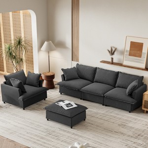 Whisen Oversized Modern Sofa Module for Modular Sectional Sofa, Wide Seat Chenille Armchair with Pillows - 1 of 4