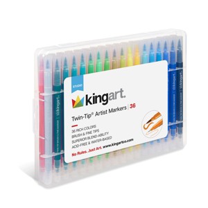 KINGART Twin-Tip Brush & Fine Markers 36 Colors - 1 of 4