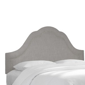 Skyline Custom Upholstered Arch Inset Nail Button Headboard - Twin - Skyline Furniture , Linen Gray
