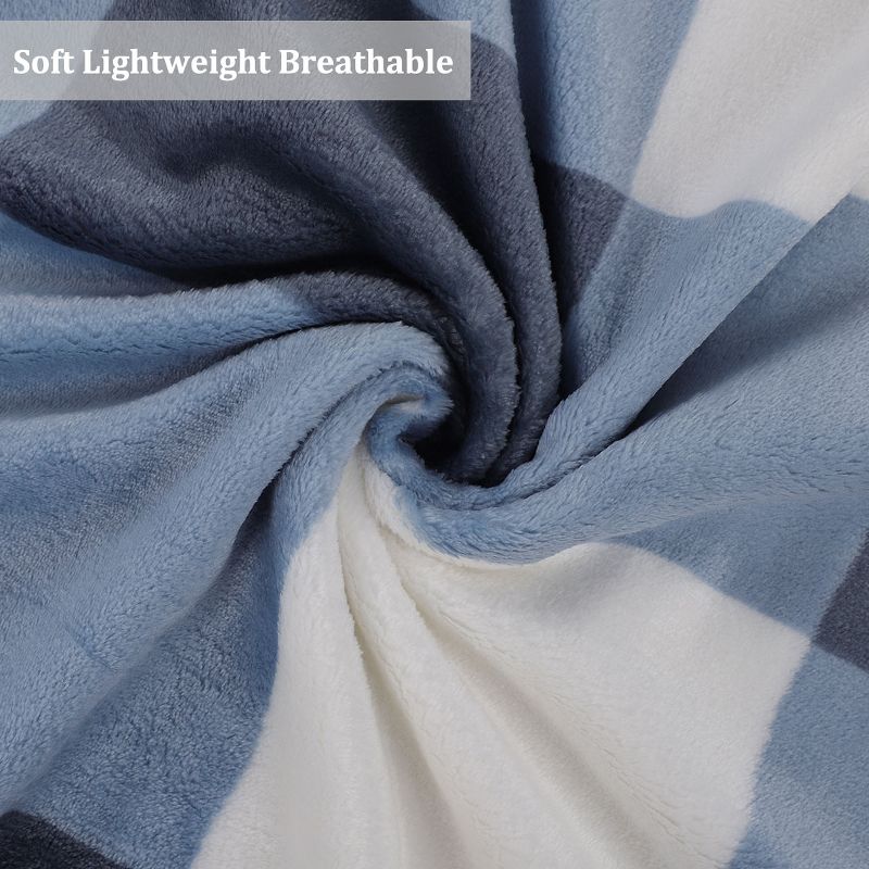 1 Pc 100% Microfiber Polyester Plaid Buffalo Checker Soft Fleece Sleeping Bed Blankets - PiccoCasa, 3 of 4