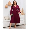 WhizMax Women's Classic Ribbed Knit Sweater Dress Plus Size Stretchy Comfy Casual Fall Dress - 3 of 4