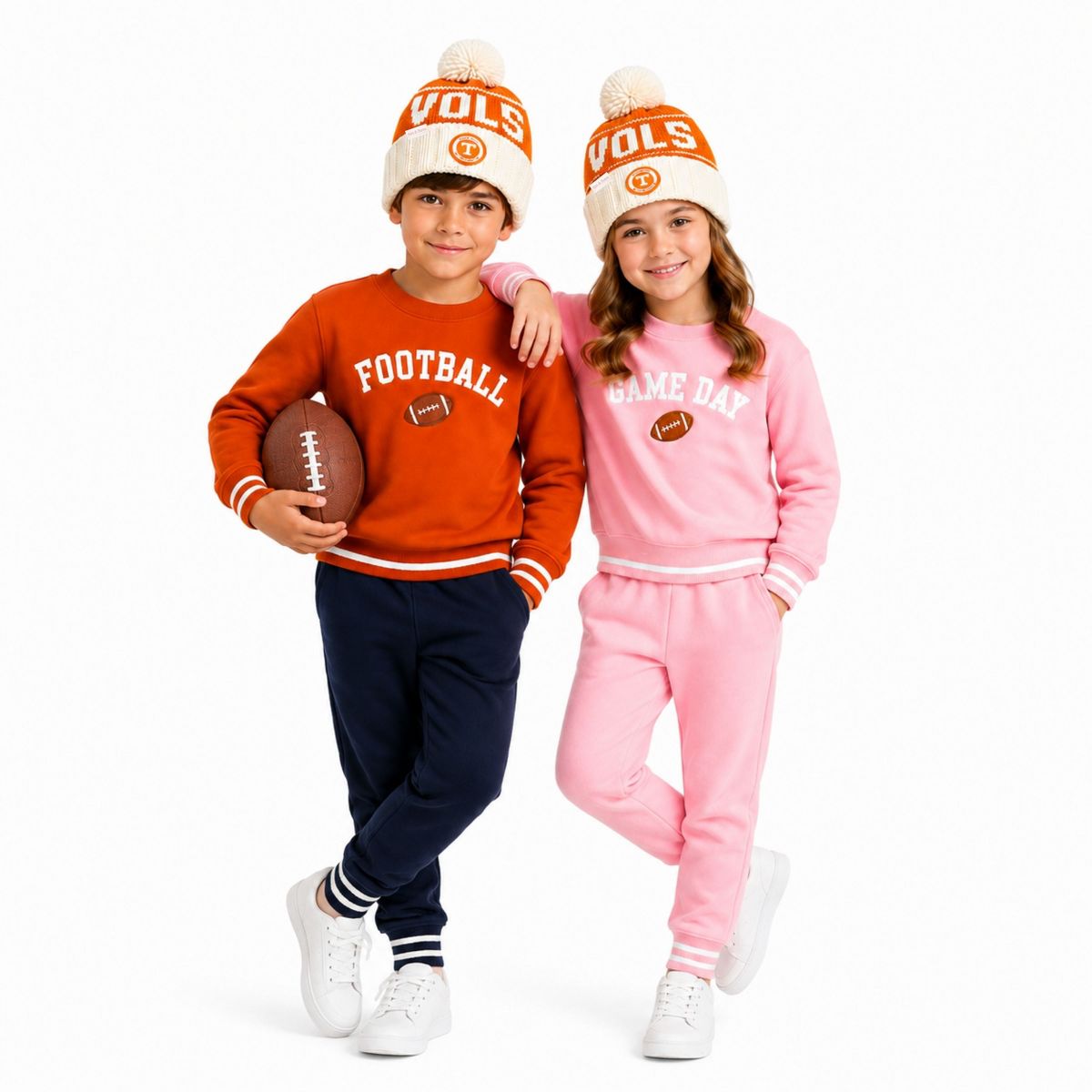 Bits & Bows Officially Licensed Tennessee Volunteers Bobble Hat, Orange/White - thumbnail 4