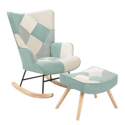 NicBex Linen Fabric Glider Rocking Chair,Upholstered Nursery Rocking Chairs with High Backrest,Cozy Rocking Chair,Nursing Chair for Bedroom