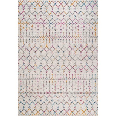 Ivory and Multicolor Synthetic Rectangular Trellis Area Rug, 3 ft. x 5 ft.