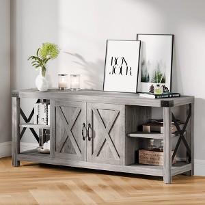 Farmhouse TV Stand for 65/60/55 Inchs,Farmhouse TV Stand with Barn Doors and Storage Cabinet - 1 of 4