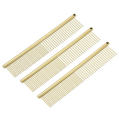 Unique Bargains Stainless Steel Rounded Ends Gentle Care Pet Comb 3 Pcs