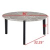 Maliang 36 Inch Round Small Coffee Table, Imitation Marble Tabletop With Rubber Wood Solid Wood Legs For Living Room, Office - 4 of 4